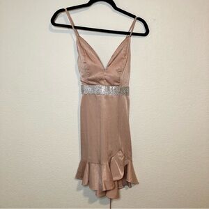 Hello Molly Angel Biba Tan and Rhinestone Mini Dress Size UK 10 / US 6